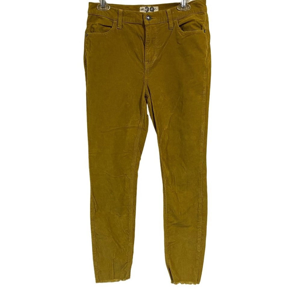 Free People We the Free Skinny Corduroy Pants Mustard Yellow Size 29 Raw Hem